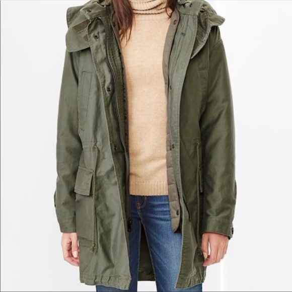 GAP Jackets & Blazers - Gap Army Green Oversized Hooded Parka size Small